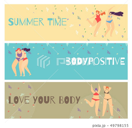 Set Flat Horizontal Motivate Body Positive Banner Set Flat Horizontal Motivate Body Positive Banner 49798155