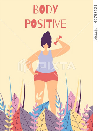 Body Positive Active Fitness Woman Flat Banner Body Positive Active Fitness Woman Flat Banner 49798521