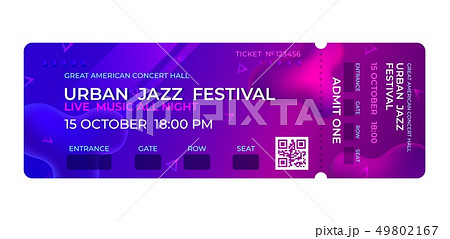 Movie ticket. Music concert, party event entrance ticket design. Invitation vector template 49802167