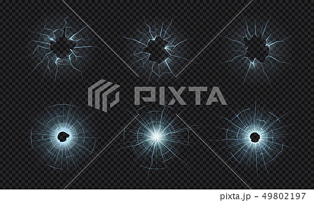 Cracked glass. Texture of broken window, smashed screen effect, bullet holes in crushed transparent Cracked glass. Texture of broken window, smashed screen effect, bullet holes in crushed transparent 49802197