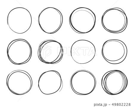 Hand drawn circles. Round doodle loops, circular sketch highlights. Circle vector isolated set 49802228