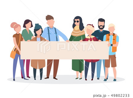 People activists. Men women holding protest banner manifestation. Activist with placard politic People activists. Men women holding protest banner manifestation. Activist with placard politic 49802233