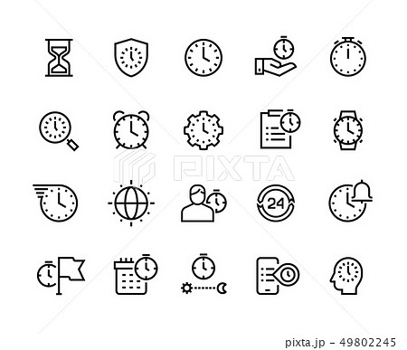 Time management line icons. Stopwatch, alarm and hourglass thin vector symbols. Timekeeping and Time management line icons. Stopwatch, alarm and hourglass thin vector symbols. Timekeeping and 49802245