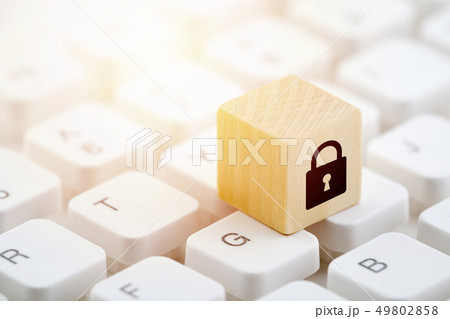 Block with lock graphic on computer keyboard Block with lock graphic on computer keyboard 49802858