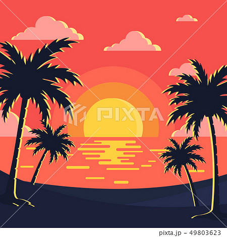 Sunset Beach Backgroundのイラスト素材 49803623 Pixta