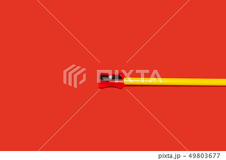 yellow pencil with sharpener on it yellow pencil with sharpener on it 49803677