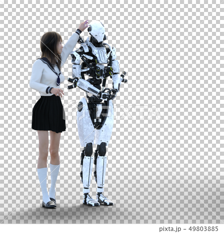 ロボットと女子高生 Perming3dcg イラスト素材のイラスト素材