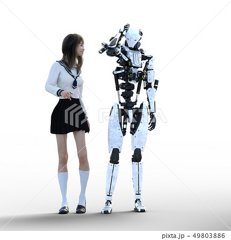 ロボットと女子高生 Perming3dcg イラスト素材のイラスト素材 ロボットと女子高生 Perming3dcg イラスト素材のイラスト素材