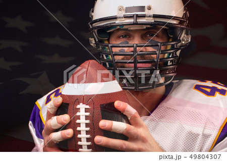 Close up portrait of American Football Player 49804307