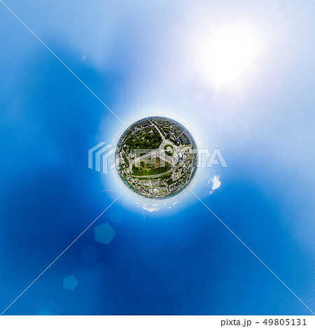 Aerial city view with roads, houses and buildings. 49805131