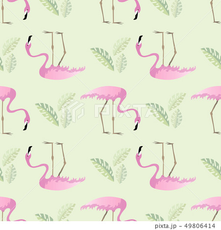Seamless summer tropical pattern with flamingo and 49806414
