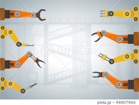 Robotic arms in a row 49807988