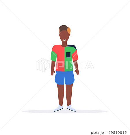 happy casual man standing pose smiling african american guy wearing shorts and t-shirt male cartoon happy casual man standing pose smiling african american guy wearing shorts and t-shirt male cartoon 49810016