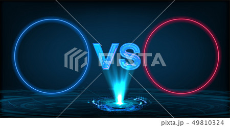 Versus Screen With Neon Circle Frames Vs Lettersのイラスト素材