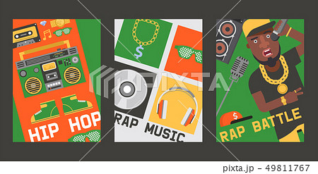 Rap music vector dj playing disco on turntable sound record illustration backdrop of rap cap 49811767