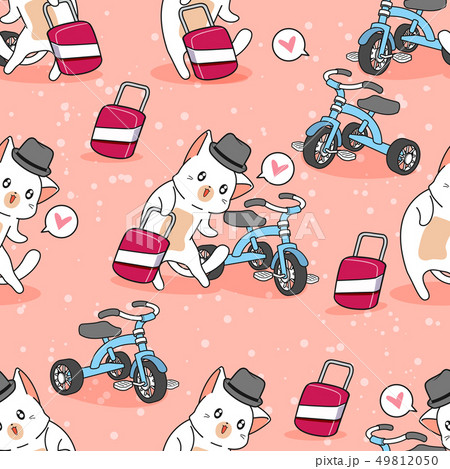 Seamless cute cat is traveling pattern. Seamless cute cat is traveling pattern. 49812050