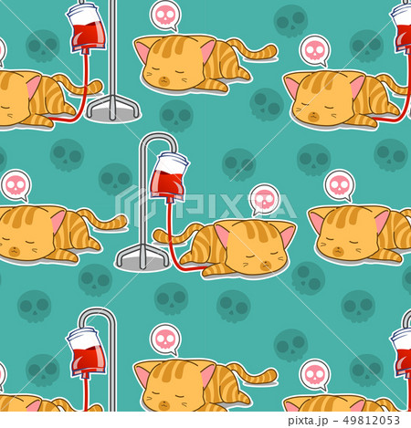 Seamless sick cat pattern. 49812053