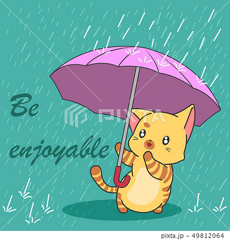 Cute cat in monsoon season. 49812064