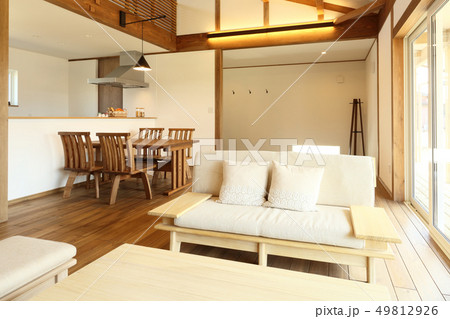 ペット同居型デザイナーズ住宅のお洒落なリビング ペット同居型デザイナーズ住宅のお洒落なリビング 49812926