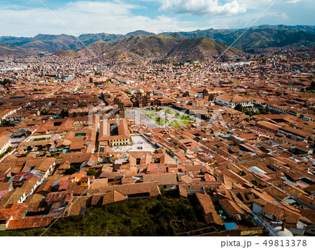 aerial of rooftops in Cuzco Peru aerial of rooftops in Cuzco Peru 49813378