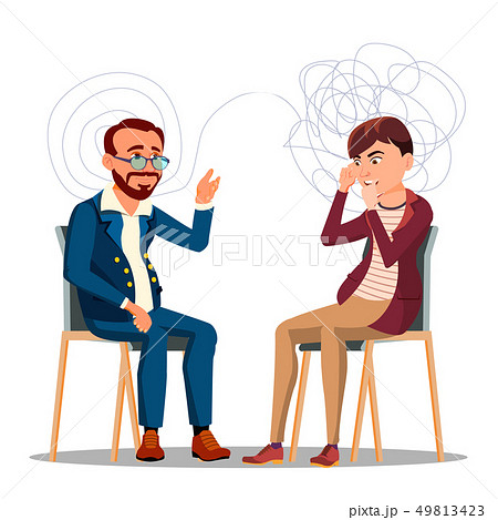 Patient At Psychiatry Counseling, Psychotherapy Cartoon Character 49813423