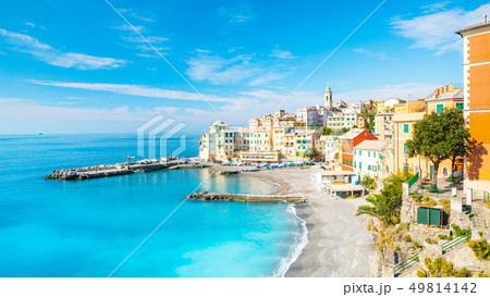 View of Bogliasco. Bogliasco is a ancient fishing village in Italy, Genoa, Liguria. Mediterranean View of Bogliasco. Bogliasco is a ancient fishing village in Italy, Genoa, Liguria. Mediterranean 49814142
