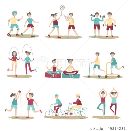 Joint sport activities, young people having fun together. Active lifestyle, sports entertainment Joint sport activities, young people having fun together. Active lifestyle, sports entertainment 49814281