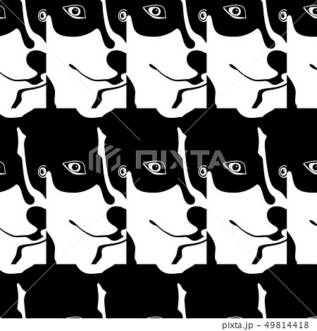 Silhouette cartoonish big black and white dog. Silhouette cartoonish big black and white dog. 49814418
