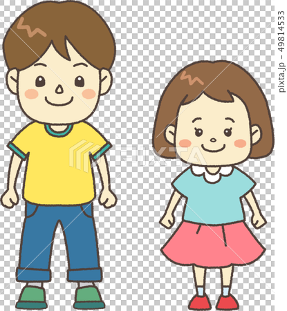 Brother and Sister Outlined 49814533