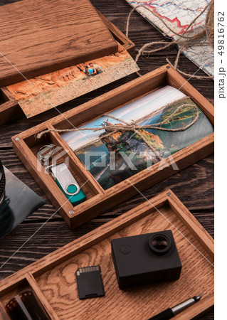 Wooden photo box with photo from travel Wooden photo box with photo from travel 49816762