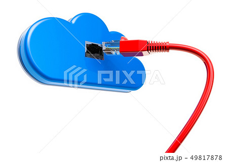 Computer Cloud with lan cable, 3D rendering 49817878