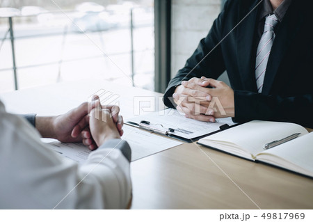 Employer arriving for a job interview, businessman Employer arriving for a job interview, businessman 49817969