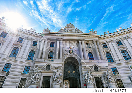 VIENNA, AUSTRIA. Hofburg Palace view at sunny day with tourists 49818754