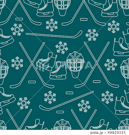 Sport seamless pattern Hockey equipment. 49820335
