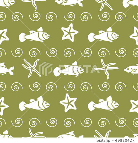 Vector seamless pattern with starfish and fish Vector seamless pattern with starfish and fish 49820427
