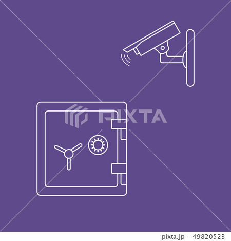 Vector illustration with security camera and safe Vector illustration with security camera and safe 49820523