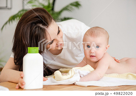 Portrait of mother and her infant girl. Portrait of mother and her infant girl. 49822020