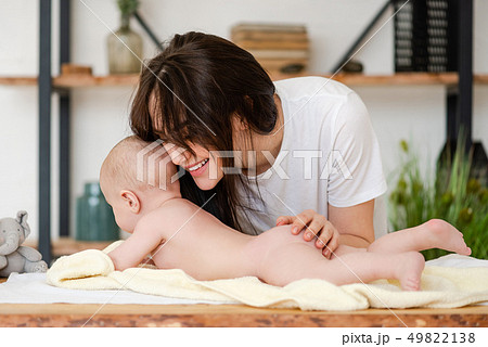 Naked infant girls Portrait of naked baby girl stock photo