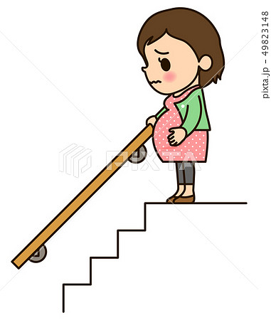 妊婦さん 階段が怖いのイラスト素材