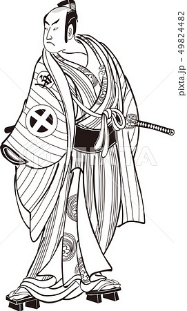 浮世絵 武士 その14 白黒のイラスト素材 [49824482] - PIXTA