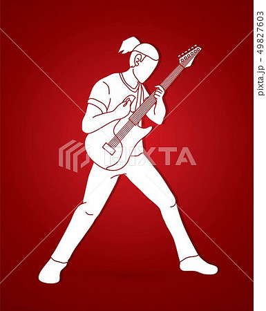 Musician playing electric guitar Music band vector 49827603