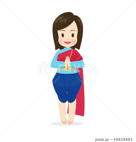 illustration thai women in thai traditional dress, illustration thai women in thai traditional dress, 49828883