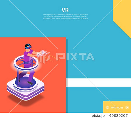 Man Playing Video Game in Goggles Shooting Gun 49829207