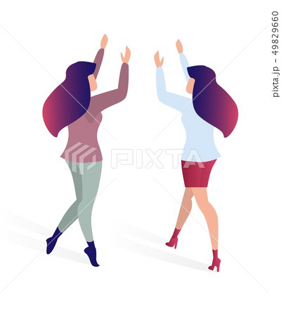 Joyful Meeting Friends Flat Vector Illustration. 49829660