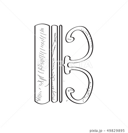 Isolated tenor clef sketch. Comic musical note 49829895