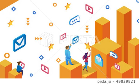 Social Network Users Send Messages Flat Vector. 49829921