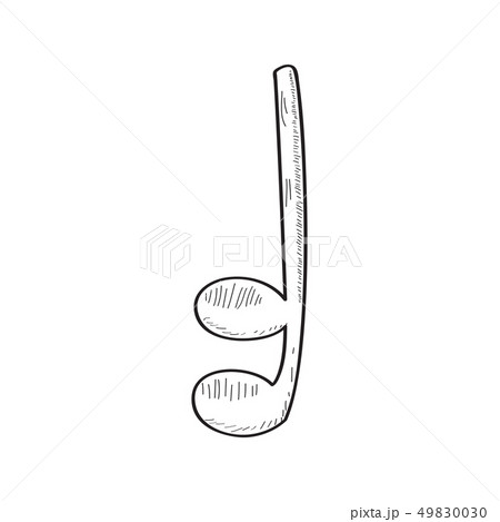 Isolated comic sixteenth note sketch Isolated comic sixteenth note sketch 49830030