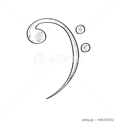 Isolated bass clef sketch. Comic musical note Isolated bass clef sketch. Comic musical note 49830032