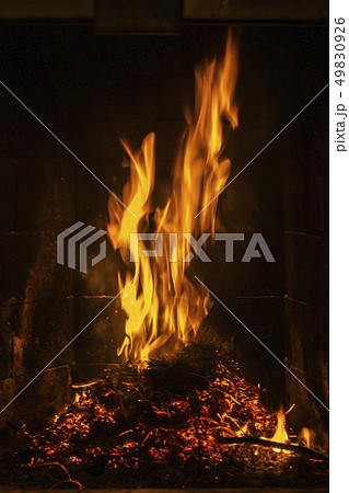 dark background bonfire from branches. flame and sparks 49830926