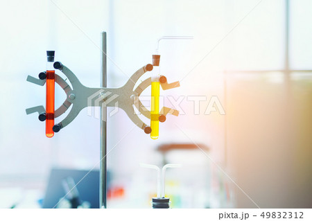 Laboratory glassware containing chemical liquid, Laboratory glassware containing chemical liquid, 49832312